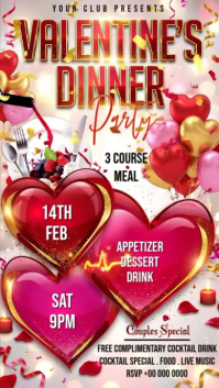 Valentine's Dinner Party Instagram Story Video template