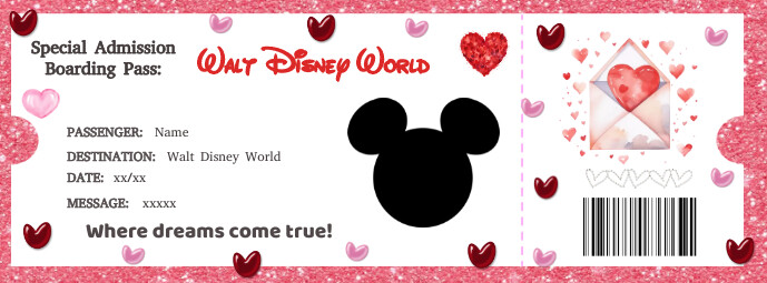valentine-s-disneyland-surprise-ticket-template-postermywall for Free Printable Disneyland Ticket Template Valentine's Disneyland Surprise Ticket Template | PosterMyWall for Free Printable Disneyland Ticket Template