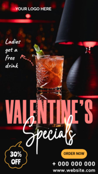 Valentine's drinks menu flyer Digital Display (9:16) template