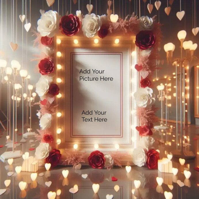 Valentine's Frame background 方形(1:1) template