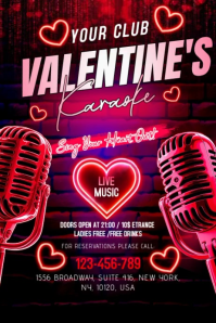 Valentine's Karaoke Night Banner Bannière 4' × 6' template