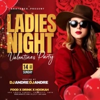 Valentine's Ladies Night Party Flyer Square (1:1) template