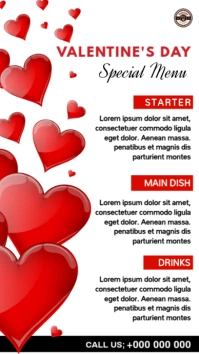 Valentine's menu Pantalla Digital (9:16) template