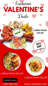 Valentine's menu offer Digitalt display (9:16) template