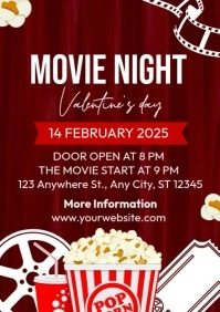 Valentine's Movie Night A4 template