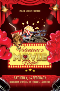 Valentine's Movie Night Flyer Banner 4' × 6' template