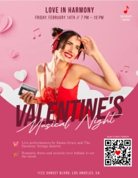 Valentine's Musical Night Pink Flyer template