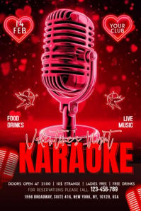 Valentine's Night Karaoke แบนเนอร์ 4' × 6' template