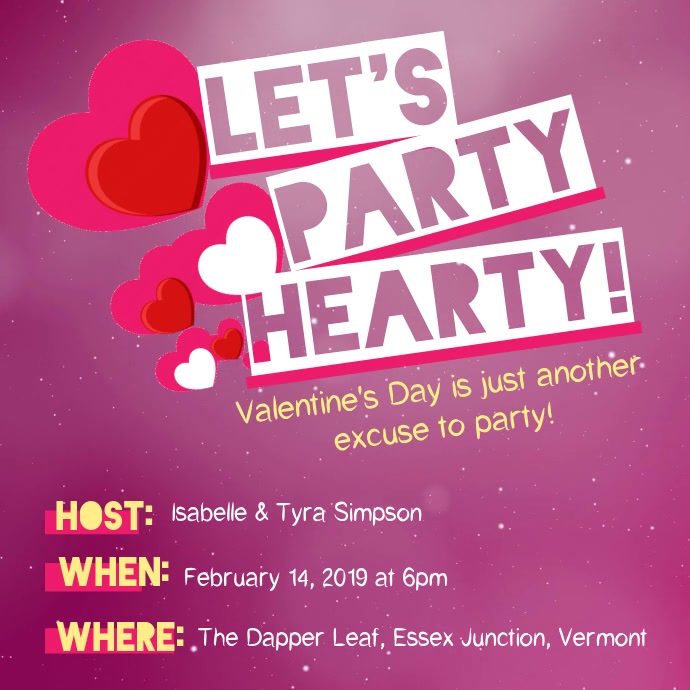 Valentine's Party at Club Invitation สี่เหลี่ยมจัตุรัส (1:1) template