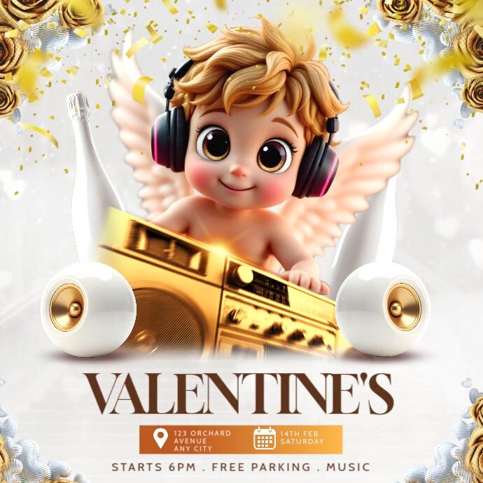 valentine's party Instagram-opslag template
