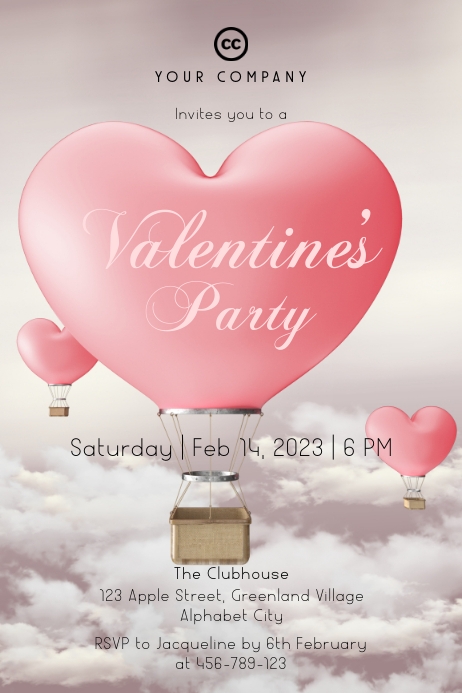 Valentine's Party Invitation Plakkaat template