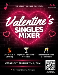 Valentine's Single's Mixer Neon Flyer template