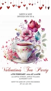 Valentine's Tea Party Invitation Instagram Story template