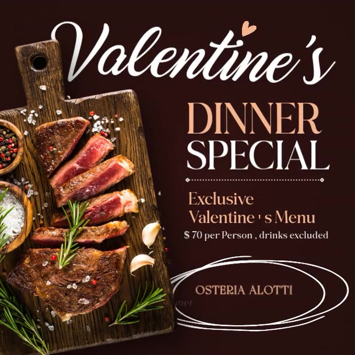 Post Design Dinner Valentine’s Day Dinner Special Restaurant Instagram post design ...