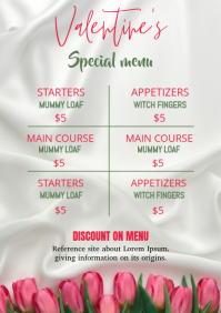 valentine’s day menu template A4
