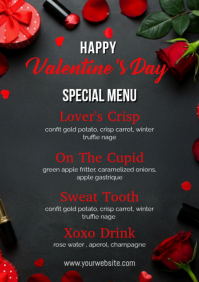 valentine’s day menu template A4