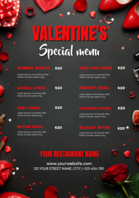 valentine’s day menu template A4