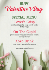 valentine’s day menu template A4