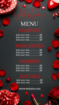 valentine’s day menu template Instagram Story