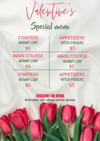 valentine’s day menu template A4