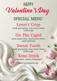 valentine’s day menu template A4