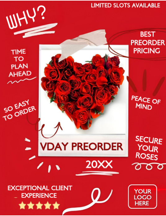 Valentine’s Day Rose Pre-Order Flyer Template | Florist Promotion ...