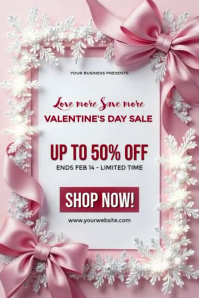 Valentine’s Day Sale Instagram Story Video Template | Love More Save More – Up to 50% Off Poster