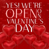 valentine’s day shop open closed notice design template, สี่เหลี่ยมจัตุรัส (1:1)