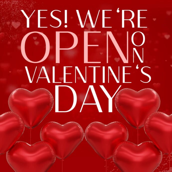 valentine’s day shop open closed notice design template, Isikwele (1:1)