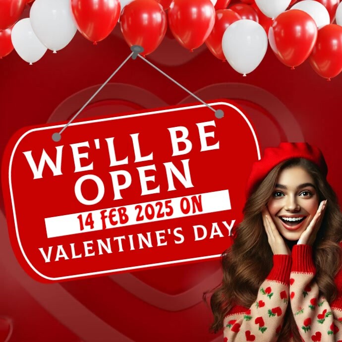 valentine’s day shop open closed notice design template Vierkant (1:1)