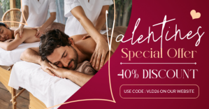 Valentine’s Day Spa Special Offer Poster – Romantic Massage Discount Template Facebook-advertentie
