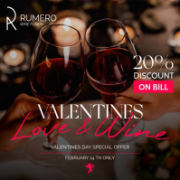 Valentine’s Day Wine Promotion Restaurant & Wine Bar Instagram Post Banner template