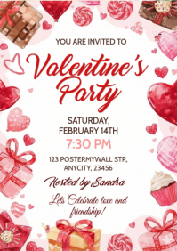 Valentine’s Party Invitation Flyer | Love & Friendship Celebration A4 template