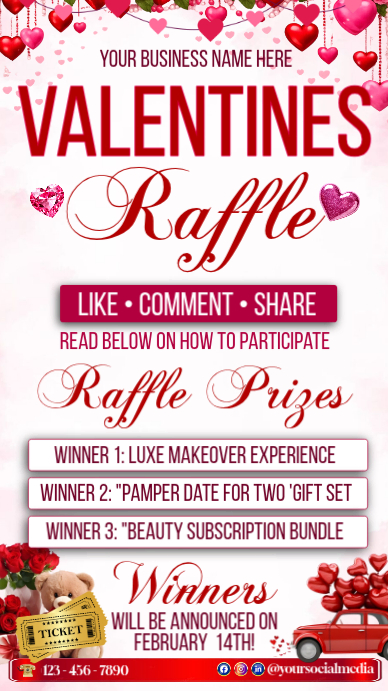 Plantilla de Valentine’s Raffle & Giveaway Event | PosterMyWall