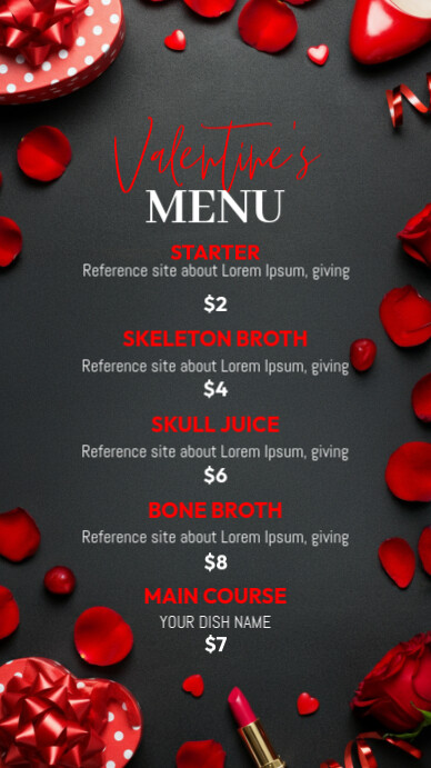 Valentine’s Themed Menu Instagram-verhaal template