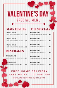valentine's, romantic, event,menu,party Tabloid template