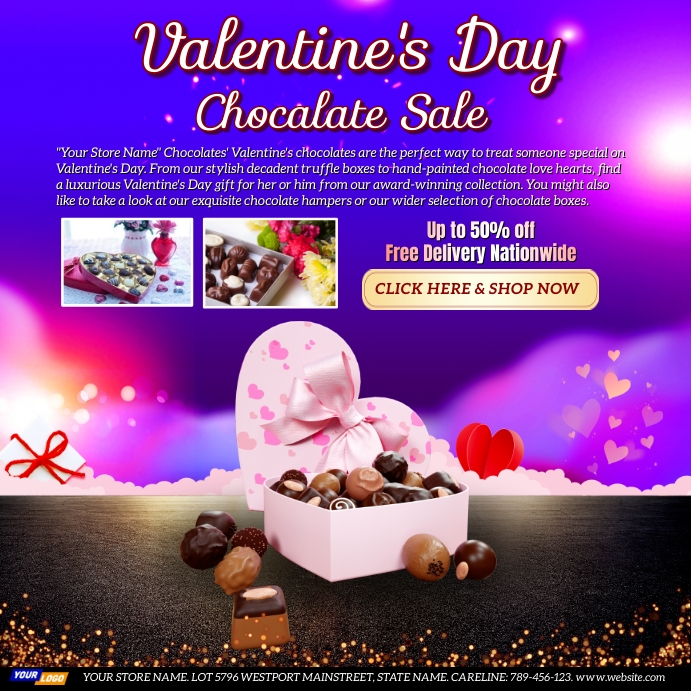 Copy of Valentine's Chocolate Sale Flyer Design PosterMyWall