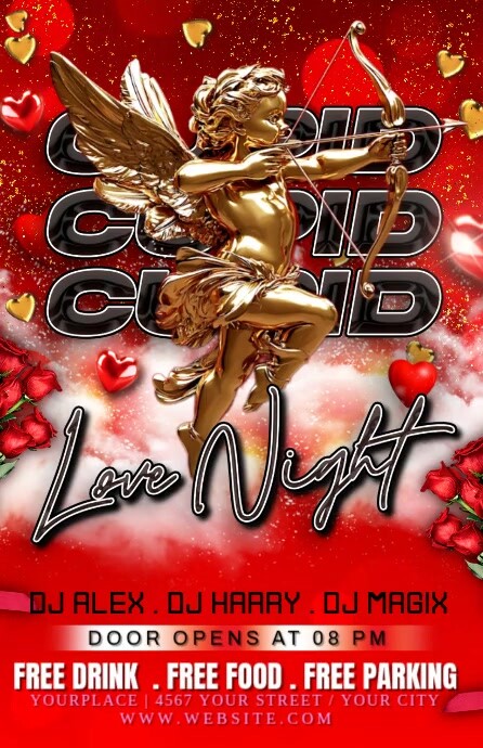 valentine's cupid party Half Page Wide template