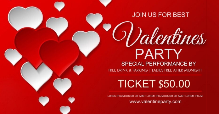 Valentine's day,valentine party,event Obraz udostępniany na Facebooku template