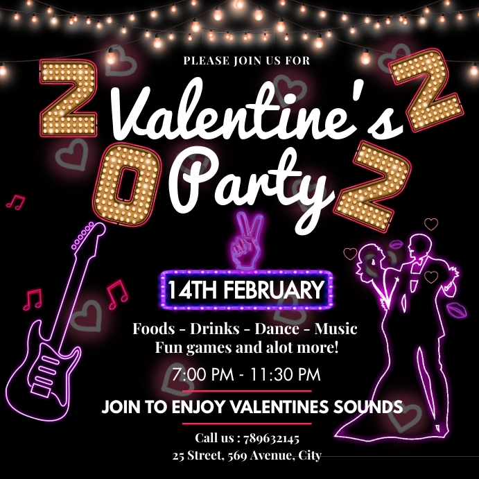 Valentine's day 2022 party Template PosterMyWall