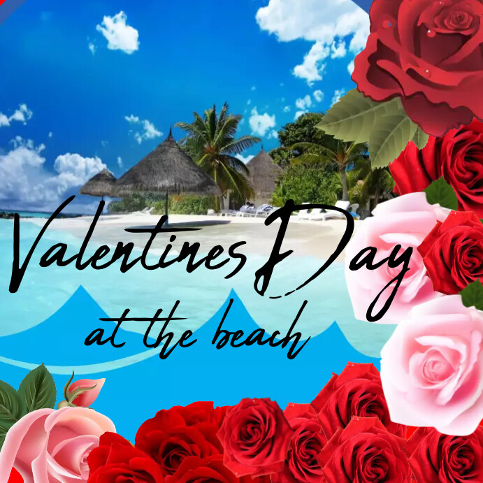 Valentine's Day at the beach poster design Template | PosterMyWall