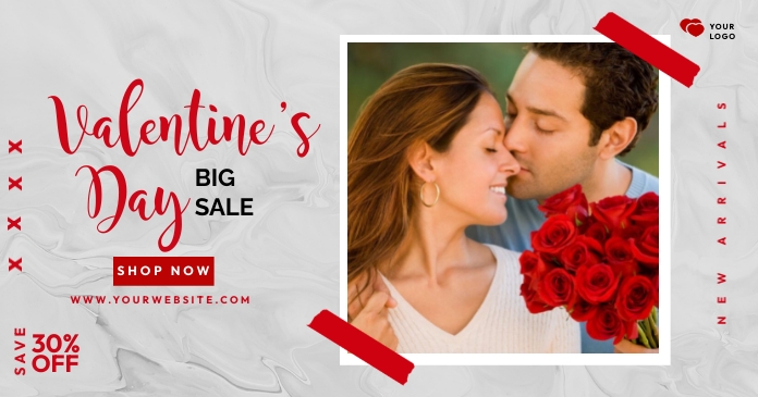 Valentine's Day Banner Obraz udostępniany na Facebooku template