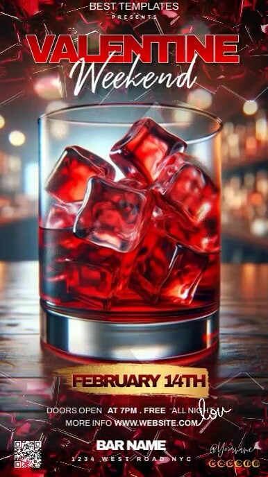 valentine's day bar ad design template Instagram Story