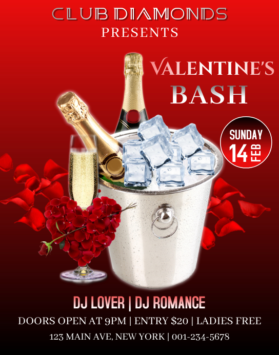 Valentine's Day Bash Poster/pannello template