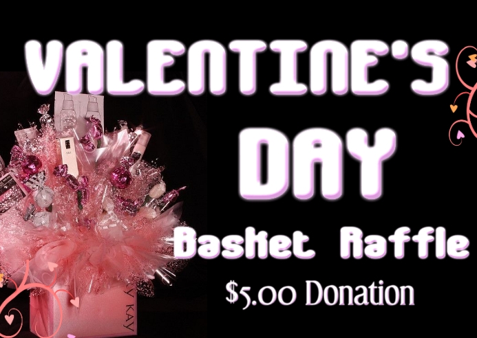 Valentine's day basket raffle Postcard template