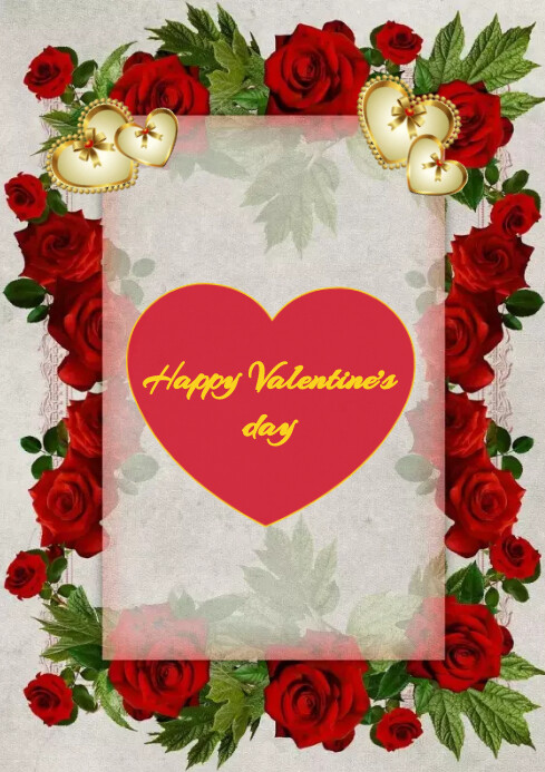 Valentine's day card template A4