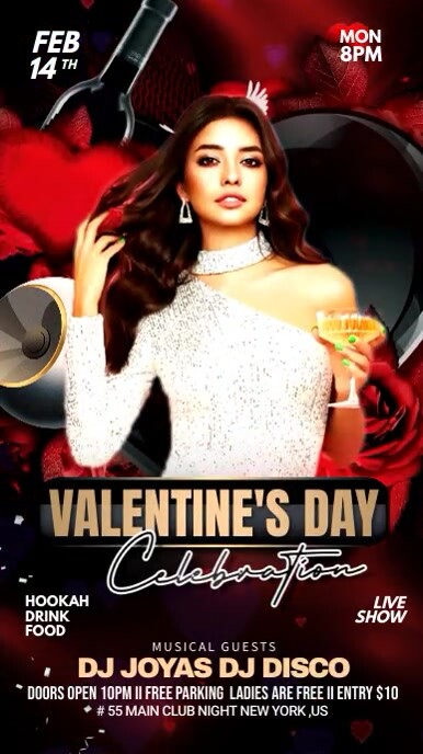 Valentine's Day Celebration Ekran reklamowy (9:16) template