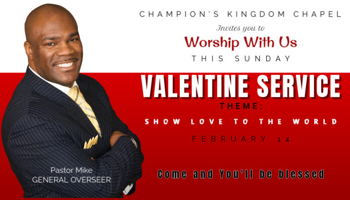 Valentine's day church worship with us Wizytówka template