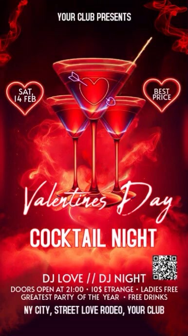 Valentine's Day Cocktail Party Instagram Story template