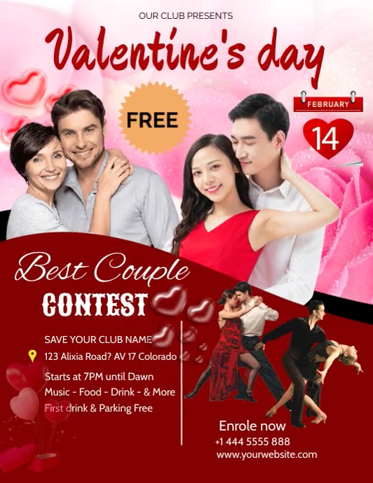 valentine's day couple contest template Flyer (US Letter)